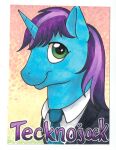  badge blue_body clothing equid equine feral formal_wear green_eyes gyro_tech hasbro helicityponi hi_res horn male mammal mane my_little_pony necktie purple_body solo suit unicorn 