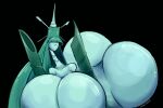  anthro bamboo bent_over big_breasts big_butt breasts butt celesteela female frown green_hair hair hair_over_eyes huge_breasts huge_butt hyper hyper_butt long_hair long_neck nintendo nude pok&eacute;mon pok&eacute;mon_(species) silver_body simple_background solo tasteofchoklit ultra_beast video_games 