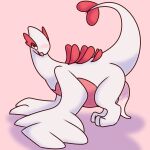  1:1 blush blush_lines dragunsnack genitals hi_res legendary_pok&eacute;mon looking_at_viewer lugia male nintendo penis pok&eacute;mon pok&eacute;mon_(species) raised_tail shiny_pok&eacute;mon solo tapering_penis video_games wings 