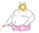  2021 anthro asgore_dreemurr beard belly big_belly big_moobs blonde_hair boss_monster bovid caprine clothed clothing dot_eyes eyebrows facial_hair fur goat hair holding_hose holding_object horn hose male mammal manlyster moobs navel nipples obese obese_anthro obese_male overweight overweight_anthro overweight_male simple_background smile solo standing tattoo topless topless_male undertale undertale_(series) underwear video_games water white_background white_body white_fur 