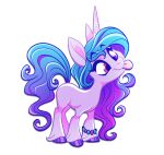  blue_hair bracelet equid equine female fur hair hasbro hooves horn izzy_moonbow_(mlp) jewelry mammal mlp_g5 my_little_pony probablyfakeblonde purple_body purple_eyes purple_fur simple_background solo tongue tongue_out unicorn white_background 