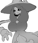  big_breasts breasts cleavage clothed clothing fairy female greyscale hatterene hi_res huge_breasts humanoid katuu looking_at_viewer monochrome nintendo not_furry pok&eacute;mon pok&eacute;mon_(species) simple_background smile solo video_games white_background 