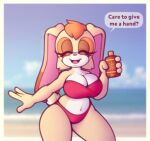  anthro beach big_breasts bikini breasts cleavage clothed clothing female inviting lagomorph leporid mammal mature_female rabbit seaside sega sonic_the_hedgehog_(series) stunnerpony swimwear vanilla_the_rabbit 