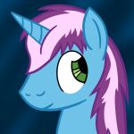  1:1 blue_body equid equine green_eyes gyro_tech hasbro horn irateliterate looking_back male mammal mane my_little_pony neutral_expression portrait purple_body simple_background solo unicorn 