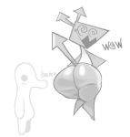  anonymous_artist big_butt blush blush_lines butt deltarune everyman female hi_res huge_butt humanoid monochrome not_furry short_stack solo spiral_eyes thick_thighs undertale undertale_(series) video_games virovirokun wide_hips 