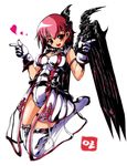  artist_request juju over_zenith pink_hair red_eyes solo wings 