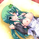  after_sex breasts cosplay cum cum_on_body cum_on_breasts cum_on_upper_body dream_c_club dream_c_club_(series) facial futaba_riho futaba_riho_(cosplay) kochiya_sanae large_breasts nipples solo touhou yashiro_(sakananohone) 