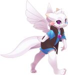  2021 alpha_channel anthro clothed clothing digital_media_(artwork) feathered_wings feathers feet fingers male purple_eyes rudragon simple_background smile toes transparent_background wings 