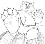  2017 anthro belly bottomwear canid canine city clothing disney dj-rodney feet foot_fetish fox gideon_grey hi_res humanoid_hands macro male mammal navel outside overweight overweight_male shorts solo zootopia 