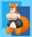  2019 anthro armello big_breasts breasts canid canine clothing dipstick_ears female fox fur hi_res mammal motion_lines multicolored_ears neck_tuft orange_body orange_fur pupils scarlet_(armello) simple_background slit_pupils solo thick_thighs tuft video_games wide_hips yellow_eyes ziravore 