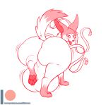  2020 balls big_balls big_butt blush butt digitigrade dipstick_tail eeveelution feral genitals hi_res huge_balls huge_butt hyper hyper_balls hyper_butt hyper_genitalia looking_back male markings monochrome motion_lines multicolored_tail nintendo open_mouth pawpads pok&eacute;mon pok&eacute;mon_(species) rear_view solo sylveon tail_markings thick_thighs tongue tongue_out video_games wide_hips ziravore 