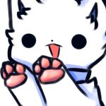 1:1 alpha_channel ambiguous_gender arctic_fox canid canine collar emote feral fluffy fox fur mammal open_mouth pawpads paws simple_background simple_eyes smile snoii_(snoiifoxxo) snoiifoxxo solo text tuft white_body white_fur 