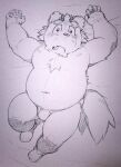  anthro belly blush bodily_fluids bulge canid canine clothing humanoid_hands incubus! ink_incuberia kemono kita_9999 lying male mammal navel nipples overweight overweight_male solo tears underwear young 