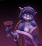  absurd_res anthro breasts canid canine cleavage clothed clothing container cup drinking_glass female fox glass glass_container glass_cup hi_res krystal looking_at_viewer mammal nietzab nintendo off_shoulder robe solo star_fox video_games wine_glass 