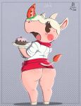  animal_crossing anthro big_breasts blush blush_stickers bottomwear breasts butt cake cherry clothed clothing dessert female food fruit hi_res hooves mammal meatboom merengue_(animal_crossing) nintendo plant raised_bottomwear raised_clothing raised_skirt rhinocerotoid skirt solo strawberry surprise thick_thighs video_games 
