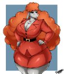  2021 absurd_res alternate_species anthro anthrofied bottomwear breasts canid canine canis cartoon_network cleavage clothed clothing domestic_dog female hi_res mammal powerpuff_girls sara_bellum skirt superix thick_thighs wide_hips 