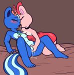  absurd_res anthro bed blush bodily_fluids breasts chipmunk clothed clothing drooling duo female female/female fingering furniture genital_fluids giggles_(htf) ground_squirrel happy_tree_friends hi_res kissing lying mammal mephitid nipples nude on_back on_bed petunia_(htf) pussy_juice rodent saliva sciurid skunk tenmathemaiden tongue tongue_out vaginal vaginal_fingering 