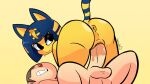  16:9 2021 animal_crossing ankha_(animal_crossing) ankha_zone anthro anthro_penetrated anus balls black_eyes blue_body blue_fur blue_hair bodily_fluids brown_hair butt clenched_teeth cowgirl_position domestic_cat drawmatt duo erection eyeshadow felid feline felis female female_on_top female_penetrated from_front_position fur genital_fluids genitals hair headdress headdress_only headgear headgear_only hi_res human human_on_anthro human_penetrating human_penetrating_anthro interspecies looking_back makeup male male/female male_on_bottom male_penetrating male_penetrating_female mammal markings nintendo nude on_bottom on_top one_eye_half-closed penetration penile penile_penetration penis penis_in_pussy pussy pussy_juice pussy_juice_on_penis raised_tail rear_view sex signature simple_background striped_markings striped_tail stripes sweat tail_markings teeth uraeus vaginal vaginal_penetration video_games villager_(animal_crossing) widescreen yellow_background yellow_body yellow_fur 