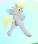  absurd_res animal_genitalia animal_pussy anonymous_artist anus blonde_hair cutie_mark derpy_eyes derpy_hooves_(mlp) dock equid equine equine_pussy feathered_wings feathers female feral flying friendship_is_magic genitals grey_body hair hasbro hi_res horse looking_back mammal my_little_pony open_mouth open_smile outside pegasus pony pussy rear_view smile solo wings yellow_eyes 