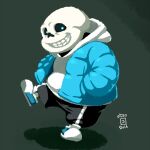  1:1 2016 animated_skeleton belly biped bone bottomwear clothing hoodie sans_(undertale) shorts simple_background skeleton slightly_chubby solo topwear totemoii_029 undead undertale undertale_(series) video_games white_body 