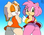  2021 5:4 amy_rose anthro clothed clothing cream_the_rabbit eulipotyphlan female hair hedgehog lagomorph leporid looking_at_viewer low-angle_view mammal no_underwear one_eye_closed rabbit sega solo sonic_the_hedgehog_(series) tongue tongue_out translucent translucent_hair upskirt wink xylas 