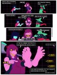  5_toes absurd_res angry anthro barefoot bovid caprine cross-popping_vein deltarune english_text feet female foot_fetish foot_focus goat group hi_res humanoid humanoid_feet kris_(deltarune) male mammal nudeknightart purple_body ralsei reptile scalie signature soles susie_(deltarune) text toes undertale_(series) video_games 