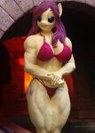  3d_(artwork) abs absurd_res anthro anthrofied big_breasts bikini breasts clothed clothing dashie116 digital_media_(artwork) equid equine female fluttershy_(mlp) friendship_is_magic hi_res mammal muscular muscular_female my_little_pony nipple_outline solo swimwear 
