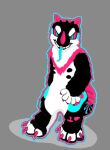  anthro black_body black_fur blue_body blue_fur canid canine canis claws domestic_dog dragon fur furred_dragon husky male mammal nordic_sled_dog pink_body pink_fur spitz tongue tongue_out wolf 