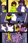  absurd_res clothing comic deltarune duo embarrassed exhibitionism female genitals hi_res human humanoid kris_(deltarune) male male/female mammal moon_pearl nude public public_nudity pussy succubi_samus susie_(deltarune) undertale_(series) video_games wardrobe_malfunction 