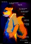  2021 anthro black_nose blue_clothing blue_eyes bottomwear caption_box clothed clothing comic conker conker&#039;s_bad_fur_day english_text fluffy fluffy_tail fur grey_text_box hi_res hollo_nut hoodie internal_monologue male mammal night orange_body orange_fur outside page_number rareware rodent sciurid short_ears shorts sky solo species_name_in_internal_monologue text text_box topwear tree_squirrel truck video_games white_text yellow_body yellow_fur 