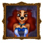  alpha_channel anthro bird_dog brown_body brown_eyes brown_fur canid canine canis clothing cocker_spaniel collar disney domestic_dog dress female folwilliar fur hunting_dog lady_(lady_and_the_tramp) lady_and_the_tramp mammal painting portrait ribbons solo spaniel 