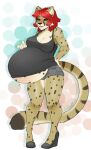  2019 anthro belly big_belly cheetah clothing felid feline female hair hi_res hiddenwolf mammal pregnant solo 
