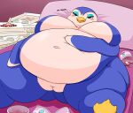  animal_crossing anthro avian beak bed bedroom_eyes belly big_belly big_breasts big_butt bird blush breasts butt chubby_cheeks curvy_figure deep_navel dessert dewlap_(anatomy) digital_media_(artwork) double_chin eyeshadow feathers female flippers food friga_(animal_crossing) furniture genitals grandpaced hand_on_stomach hi_res huge_breasts ice_cream looking_at_viewer looking_pleasured lying makeup membrane_(anatomy) multicolored_body narrowed_eyes navel nintendo non-mammal_breasts nude obese obese_anthro obese_female on_back on_bed open_mouth overweight overweight_anthro overweight_female penguin pizza_box pussy seductive simple_background smile solo spread_legs spreading stuffing text thick_thighs video_games webbed_feet weight_gain wide_hips 