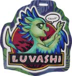  alpha_channel anthro avali avali_(original) badge claws feathered_wings feathers female hi_res luvashi onnanoko sharp_teeth speech_bubble teeth text traditional_media_(artwork) winged_arms wings 
