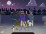  anthro athletic clothing codymathews daniel_cooper_(blair93) digital_media_(artwork) fan_character fur group hi_res jack_cooper_(blair93) male mammal neckwarmer night on_roof procyonid public raccoon roof rooftop scarf skinny sky sly_cooper sly_cooper_(series) sony_corporation sony_interactive_entertainment sucker_punch_productions thief thieves trio video_games 