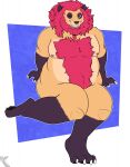  anthro belly chubby_anthro chubby_male felid hi_res hybrid lion male mammal nude overweight overweight_male pantherine paws pose pumex solo ursid 