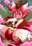  2021 4_fingers alternate_species anthro anus_outline areola blush breasts camel_toe canid canine clothed clothing crotch_tuft cure_chocola ear_tuft female fingers fur furrification genital_outline gloves hair handwear implied_transformation japanese_text kemono kirakira_precure_a_la_mode mammal mutyakai neck_tuft nipples pink_body pink_eyes pink_fur plant pretty_cure pussy_outline red_hair shrub small_breasts snout spread_legs spreading teeth text tree tuft white_clothing white_gloves white_handwear 