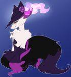  anthro anus black_body black_fur braixen butt canid canine clothing colored_fire erroremma fak&eacute;mon female fire fur fusion genitals hat headgear headwear hi_res hybrid iris_(erroremma) long_fur looking_at_viewer looking_back magic_user mammal mismagius nintendo pawpads paws pok&eacute;mon pok&eacute;mon_(species) pok&eacute;mon_fusion pokefusion presenting presenting_hindquarters purple_body purple_fire purple_fur pussy red_eyes sitting smile solo video_games white_body white_fur witch witch_hat 