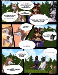  2021 ambiguous_gender anthro canid canine canis clothed clothing comic dialogue digital_media_(artwork) duo english_text feral fur group herm herm_(lore) hi_res intersex male maleherm maleherm_(lore) mammal nomuralok rena rex_(nomuralok) snow_(character) speech_bubble text wolf 