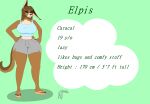  absurd_res anthro big_breasts breasts brown_body brown_fur brown_hair caracal caracal_(genus) elpis_(fots) english_text felid feline female female_focus fighter_of_the_stars fur green_eyes hair hi_res mammal model_sheet slightly_chubby solo text thick_thighs wild_cat 