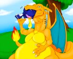  2015 3_fingers 3_toes alternate_color ambiguous_gender ambiguous_pred amphibian anthro anthro_prey belly big_belly big_breasts biped black_eyebrows black_eyelashes blue_body blue_eyes blue_skin bodily_fluids breasts butt charizard claws cloud curvy_figure day detailed_background digestion digital_media_(artwork) dragon drooling duo eyebrows fan_character fatal_vore featureless_breasts feet female female_focus female_pred feral feral_focus feral_pred finger_claws fingers grass greninja hand_on_stomach head_first heartman98 hi_res holding_belly hungry larger_female larger_feral male_(lore) membrane_(anatomy) membranous_wings multicolored_body multicolored_scales multicolored_skin neck_bulge nintendo non-mammal_breasts nonine nude onomatopoeia open_mouth oral_vore orange_body orange_scales outside overweight overweight_female overweight_feral plant plantigrade pok&eacute;mon pok&eacute;mon_(species) purple_tongue reptile rumbling_stomach saliva scales scalie semi-anthro shaded size_difference sky smaller_ambiguous smaller_anthro snout soft_vore solo_focus sound_effects standing swallowing text thick_thighs three-quarter_view toe_claws toes tongue tongue_out tree two_tone_body two_tone_scales two_tone_skin unwilling_vore video_games voluptuous vore white_body white_claws white_skin wide_hips wings yellow_body yellow_scales yellow_tongue 