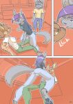  absurd_res anthro brother canid canine clothed clothing comic digital_media_(artwork) duo female female/female fox fur hair hi_res hyaenid licking male mammal maya_(ratcha) ratcha rick_(ratcha) rina_(ratcha) sibling simple_background sister tongue tongue_out 