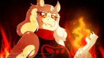  2019 amanddica anthro black_background boss_monster bovid caprine deviantart emblem female fire fur goat hi_res mammal simple_background solo toriel undertale undertale_(series) video_games watermark white_body white_fur 