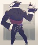  2021 anthro avian black_body container cup deltarune drinking_glass flower glass glass_container glass_cup grey_background male muscular muscular_anthro muscular_male plant red_eyes rose_(flower) simple_background solo sunspotfish swatchling undertale_(series) video_games white_background white_face wine_bottle wine_glass 