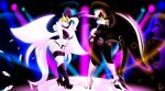  anthro big_breasts bludraconoid boots breasts clothed clothing dragon fake_ears fake_rabbit_ears female fishnet fishnet_legwear footwear group huge_breasts legwear mia_(bludraconoid) naiyah_(bludraconoid) nightclub playboy_bunny reptile scalie skimpy stage wings 