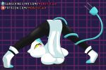  anthro breasts clothing deltarune female footwear hi_res jack-o&#039;_pose looking_at_viewer mobzylewd plug pose solo tasque_manager text undertale_(series) url video_games 