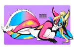  3:2 absurd_res alpha_channel anthro barcode barely_visible_genitalia blonde_hair blue_body blue_fur canid canine female fox fur genitals hair hi_res jex mammal multicolored_body multicolored_fur multicolored_tail pink_body pink_fur pussy secsycoot solo 
