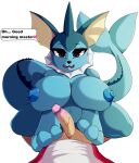  alpha_channel anthro anthrofied areola big_breasts breasts deerrobin eeveelution english_text erection female front_view genitals hi_res huge_breasts human looking_at_viewer male male/female mammal nintendo nipples penis pok&eacute;mon pok&eacute;mon_(species) puffy_areola smile solo_focus text unseen_male vaporeon video_games 