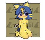  2021 absurd_res alpha_channel animal_crossing ankha_(animal_crossing) anthro armwear bedroom_eyes blue_nipples blush breasts clothing domestic_cat felid feline felis female flat_chested hairy_pussy headgear headwear hi_res mammal narrowed_eyes nintendo nipples pubes seductive small_breasts solo synfulart video_games 