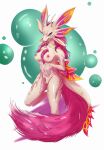  anthro breasts capcom claws fangs female fluffy fluffy_tail fur genitals hi_res inverted_nipples kintsuki_soran leviathan_(mh) looking_at_viewer mizutsune monster_hunter nipples nude pubes pussy scalie simple_background solo video_games white_body 